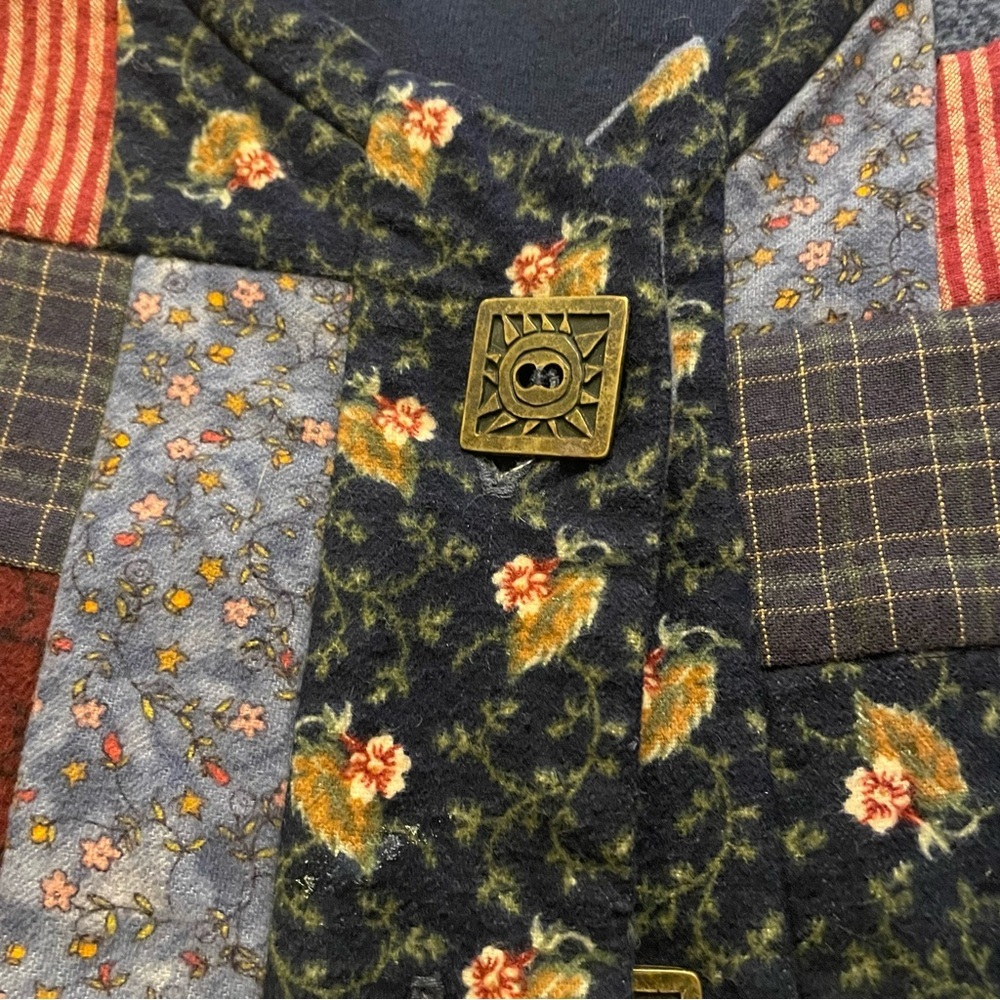 Handmade Quilt Jacket Womens XL Patchwork Button Up Boho Festival Folk Art - Picture 5 of 6